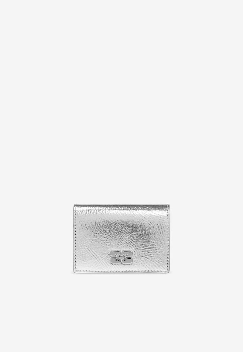 GANNI Bou Metallic Flap Cardholder Silver A6393 5898-018