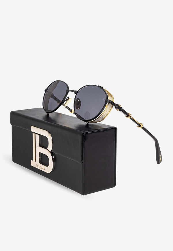 Balmain Brigade 1 Round Sunglasses Gray BPS-110D-52 0-0