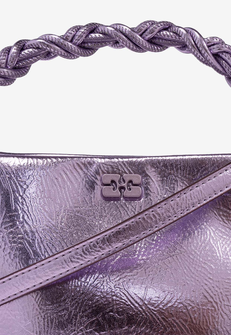 GANNI Mini Bou Metallic Top Handle Bag Purple A6338 5894-476