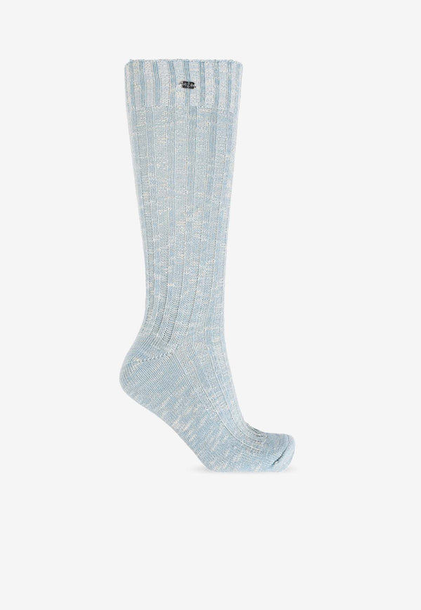 GANNI Chunky Calf-Length Socks Blue A6468 5896-297