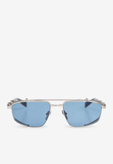 Balmain Brigade V Rectangular Sunglasses Blue BPS-142F-56 0-0