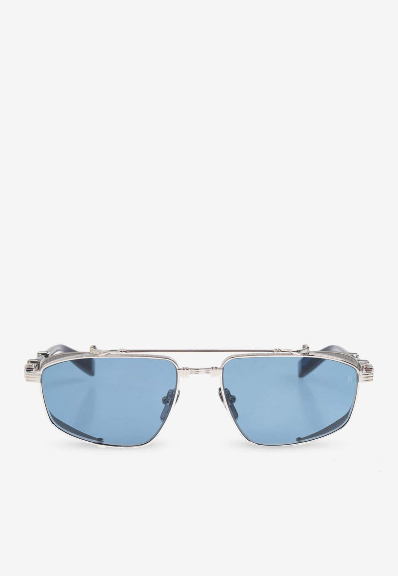 Balmain Brigade V Rectangular Sunglasses Blue BPS-142F-56 0-0