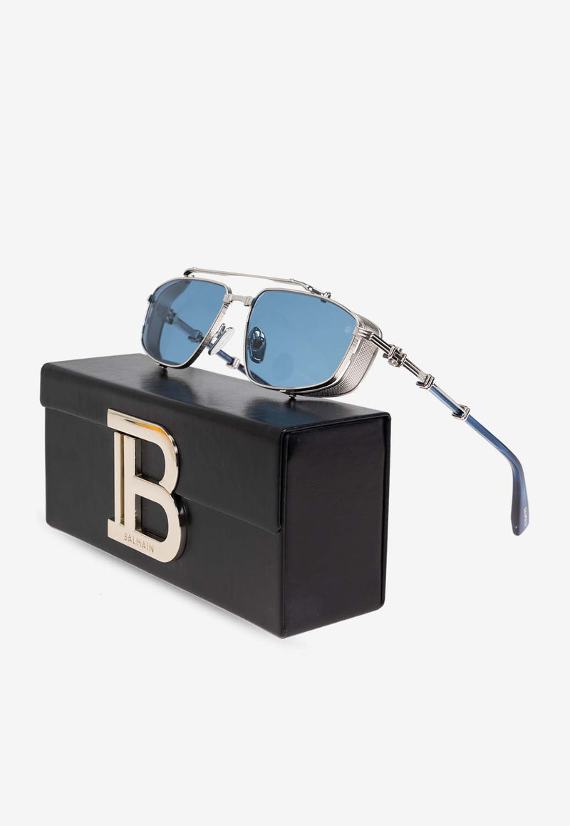 Balmain Brigade V Rectangular Sunglasses Blue BPS-142F-56 0-0