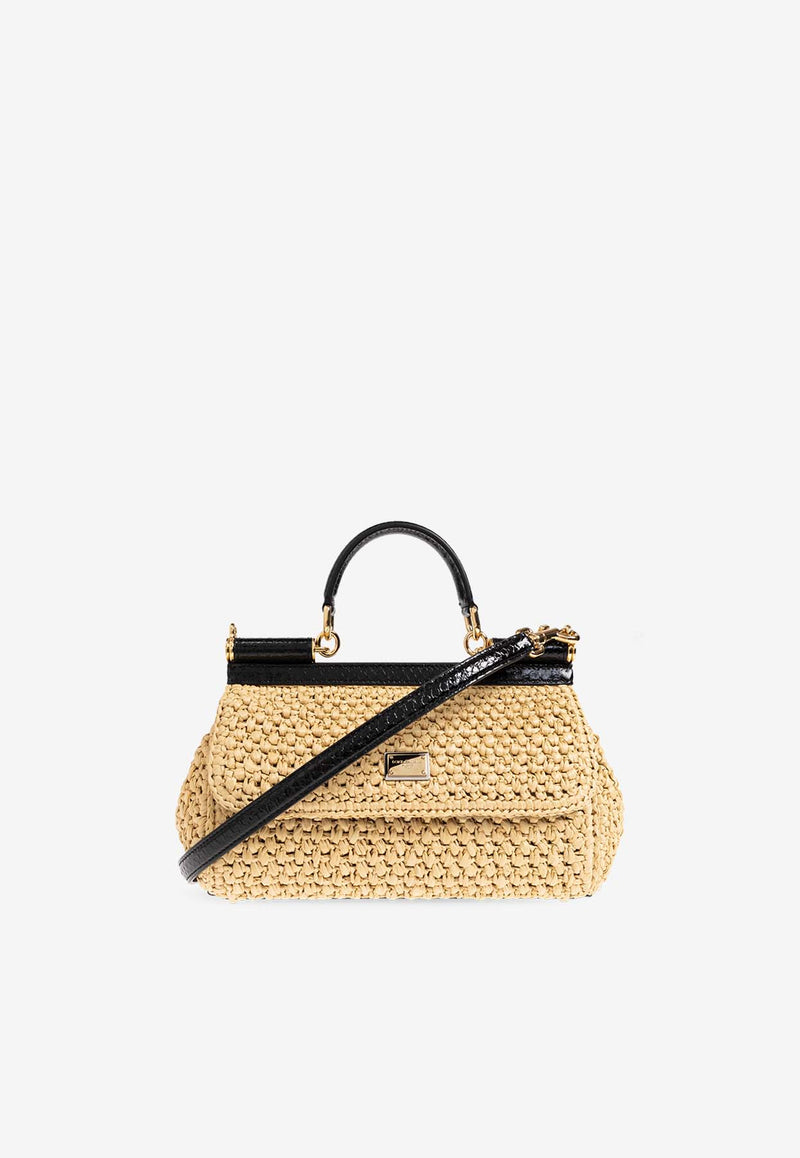 حقيبة يد سيسيلي مُطولة من الرافيا المنسوجة
