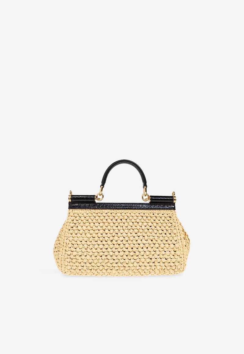 حقيبة يد سيسيلي مُطولة من الرافيا المنسوجة