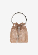 Jimmy Choo Bon Bon Crystal Mesh Bucket Bag Beige BON BON HEJ-MACARON CRYSTAL