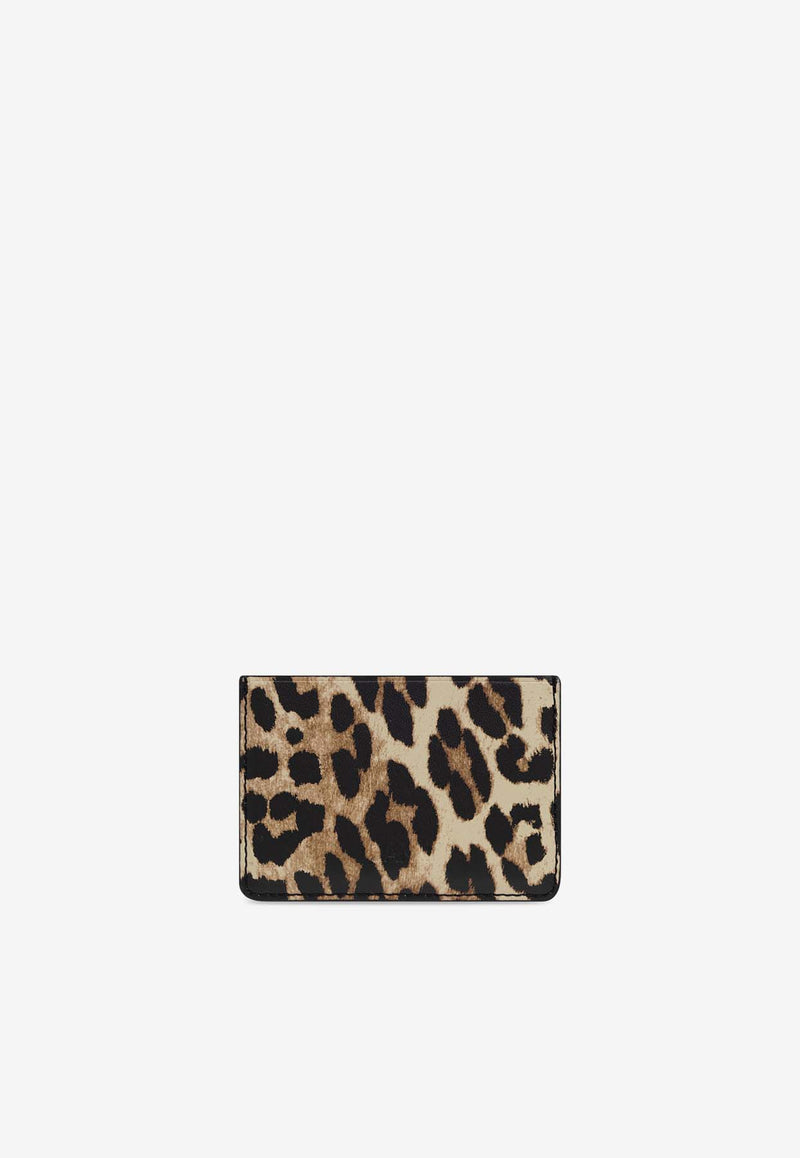 GANNI Bou Leopard Print Cardholder Brown A6541 5898-943