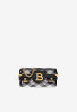 Balmain B-Buzz Pouch 23 Sequined Gingham Clutch Black DN0LE596 AVSQ-EAW