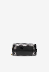 Balmain B-Buzz Pouch 23 Sequined Gingham Clutch Black DN0LE596 AVSQ-EAW