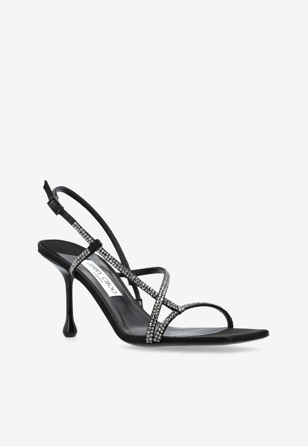 Jimmy Choo Etana 80 Crystal Embellished Sandals Black ETANA 80 WCH-BLACK SMOKE