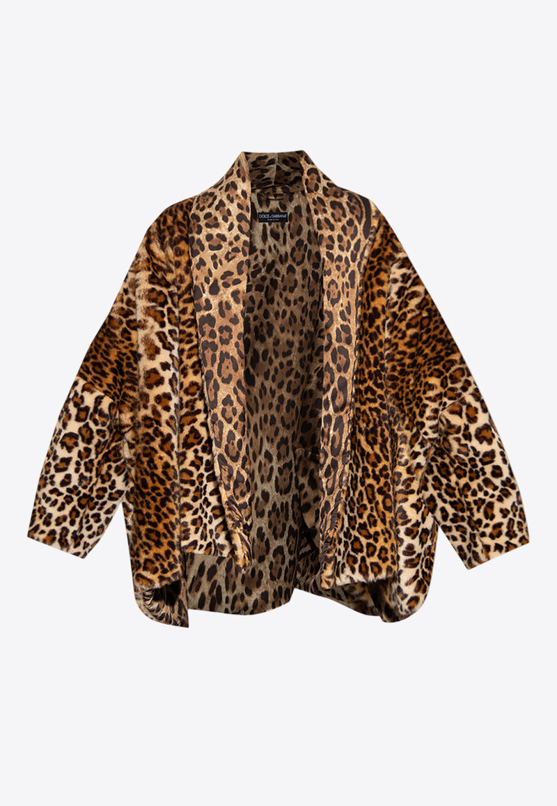 Dolce & Gabbana X Kim Leopard Print Faux-Fur Cape Brown F0C4YF FUPU8-X0818