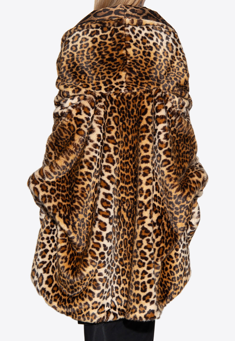 Dolce & Gabbana X Kim Leopard Print Faux-Fur Cape Brown F0C4YF FUPU8-X0818