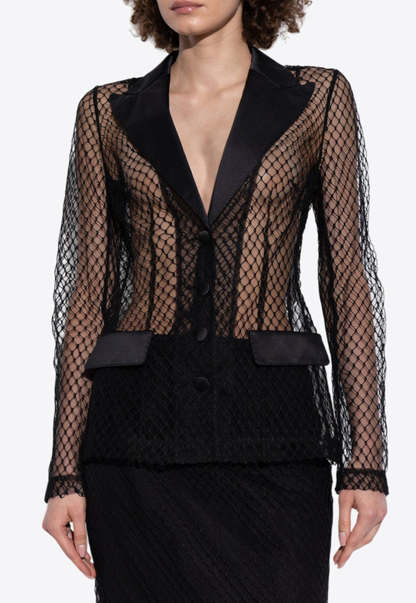 Dolce & Gabbana Single-Breasted Mesh Blazer Black F27BUT HLM83-N0000