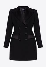 Dolce & Gabbana Double-Breasted Long Tuxedo Blazer Black F27CVT FUBGE-N0000