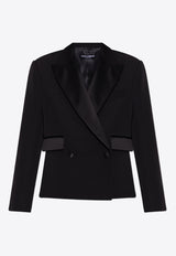 Dolce & Gabbana Double-Breasted Short Tuxedo Blazer Black F2981T FU21E-N0000