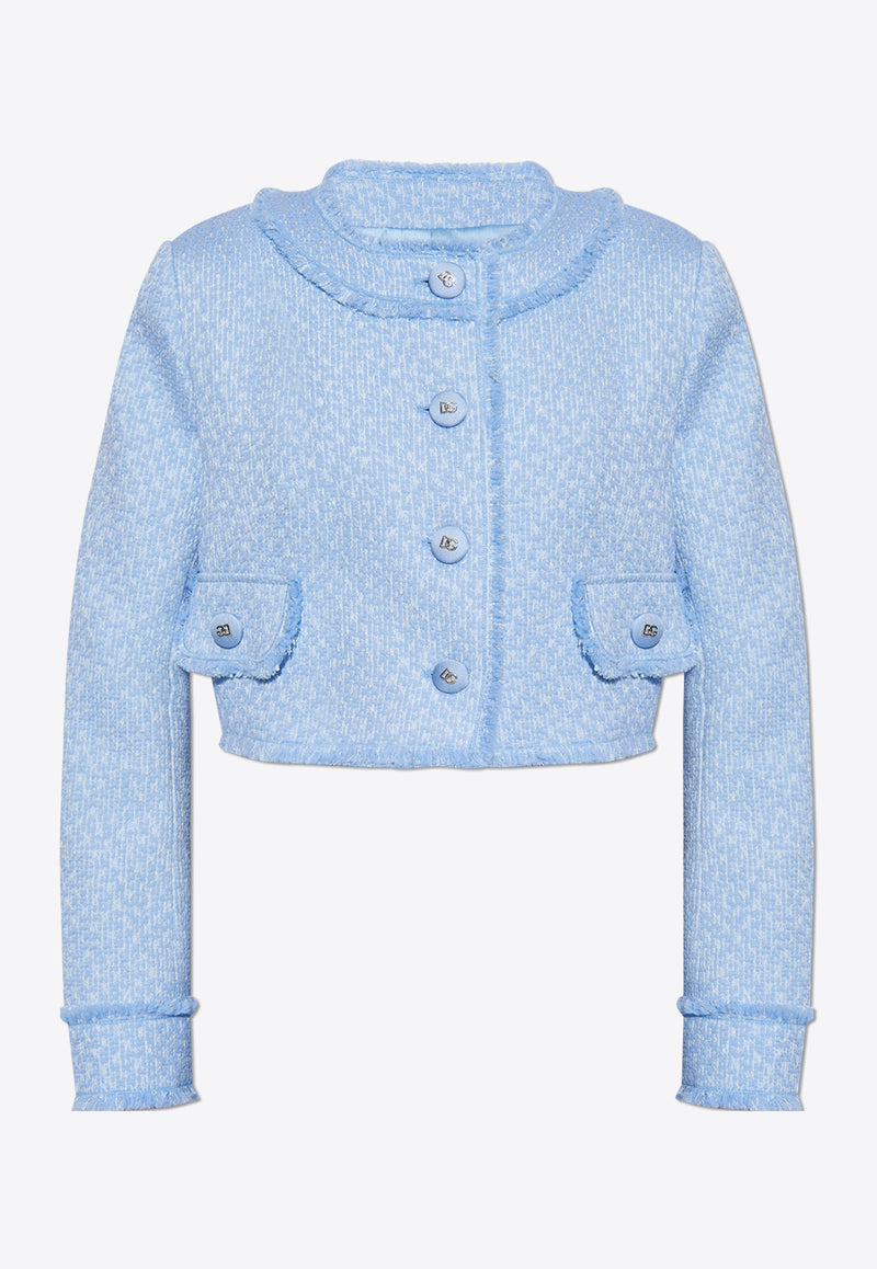 Dolce & Gabbana Single-Breasted Tweed Jacket Light Blue F26X8T HUMUA-F3981