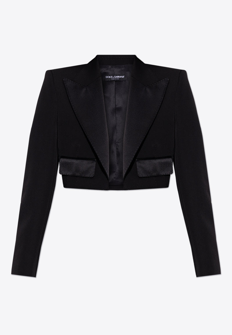 Dolce & Gabbana Wool-Blend Spencer Tuxedo Blazer Black F296YT FU21E-N0000