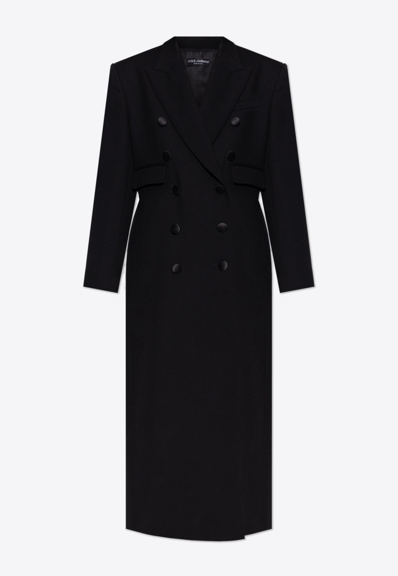 Dolce & Gabbana Double-Breasted Long Wool Coat Black F0W2HT FU272-N0000