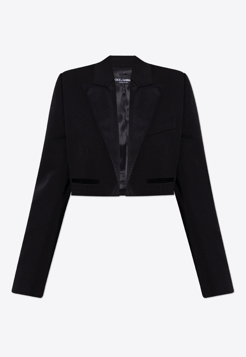 Dolce & Gabbana Wool-Blend Spencer Tuxedo Blazer Black F2919T FU21E-N0000