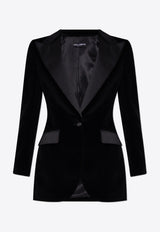 Dolce & Gabbana Single-Breasted Velvet Tuxedo Blazer Black F2942T FUVG7-N0000