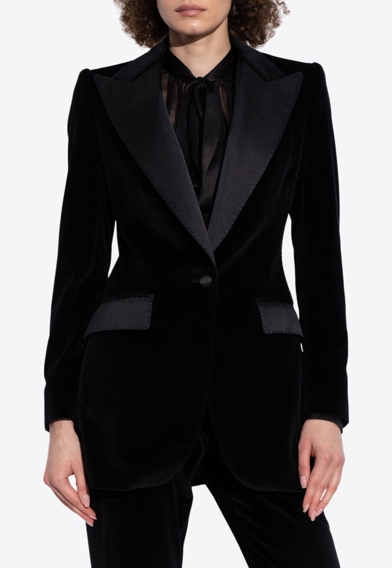 Dolce & Gabbana Single-Breasted Velvet Tuxedo Blazer Black F2942T FUVG7-N0000