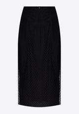 Dolce & Gabbana Sheer Mesh Midi Pencil Skirt Black F4C0CT HLM83-N0000