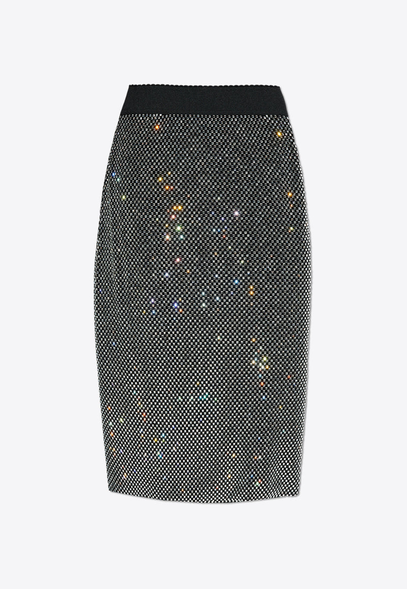 Dolce & Gabbana Crystal Mesh Midi Skirt Silver F4C0KT HLSA0-S0998