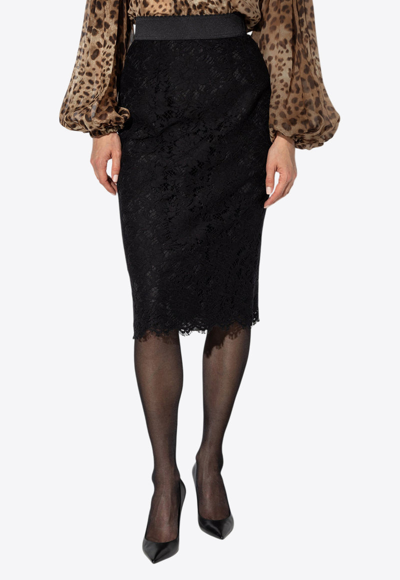 Dolce & Gabbana Floral Lace Skirt Black F4AP8T HLMAK-N0000