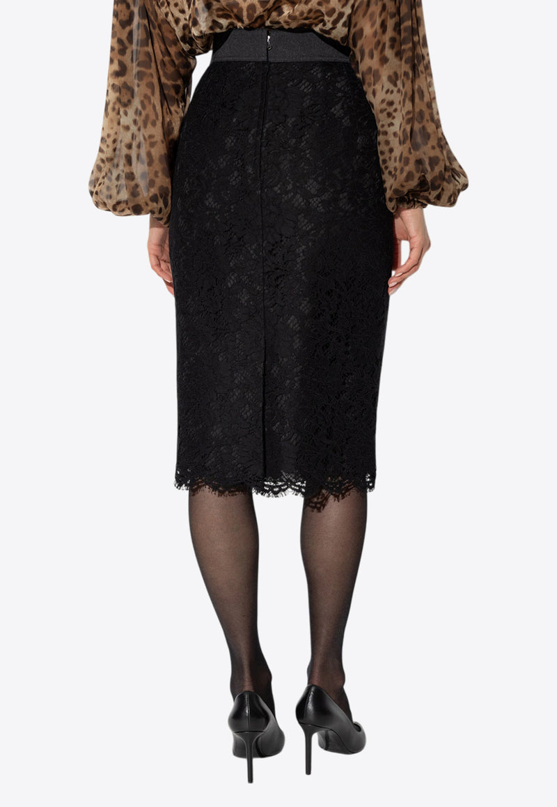 Dolce & Gabbana Floral Lace Skirt Black F4AP8T HLMAK-N0000