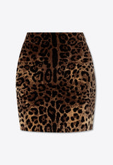 Dolce & Gabbana Leopard Jacquard Mini Pencil Skirt Brown F4COFT FJ7D5-S8350