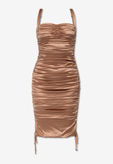 Dolce & Gabbana Ruched Silk Knee-Length Dress
 Pink F69R6T FURAG-M0216