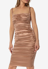 Dolce & Gabbana Ruched Silk Knee-Length Dress
 Pink F69R6T FURAG-M0216