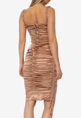 Dolce & Gabbana Ruched Silk Knee-Length Dress
 Pink F69R6T FURAG-M0216