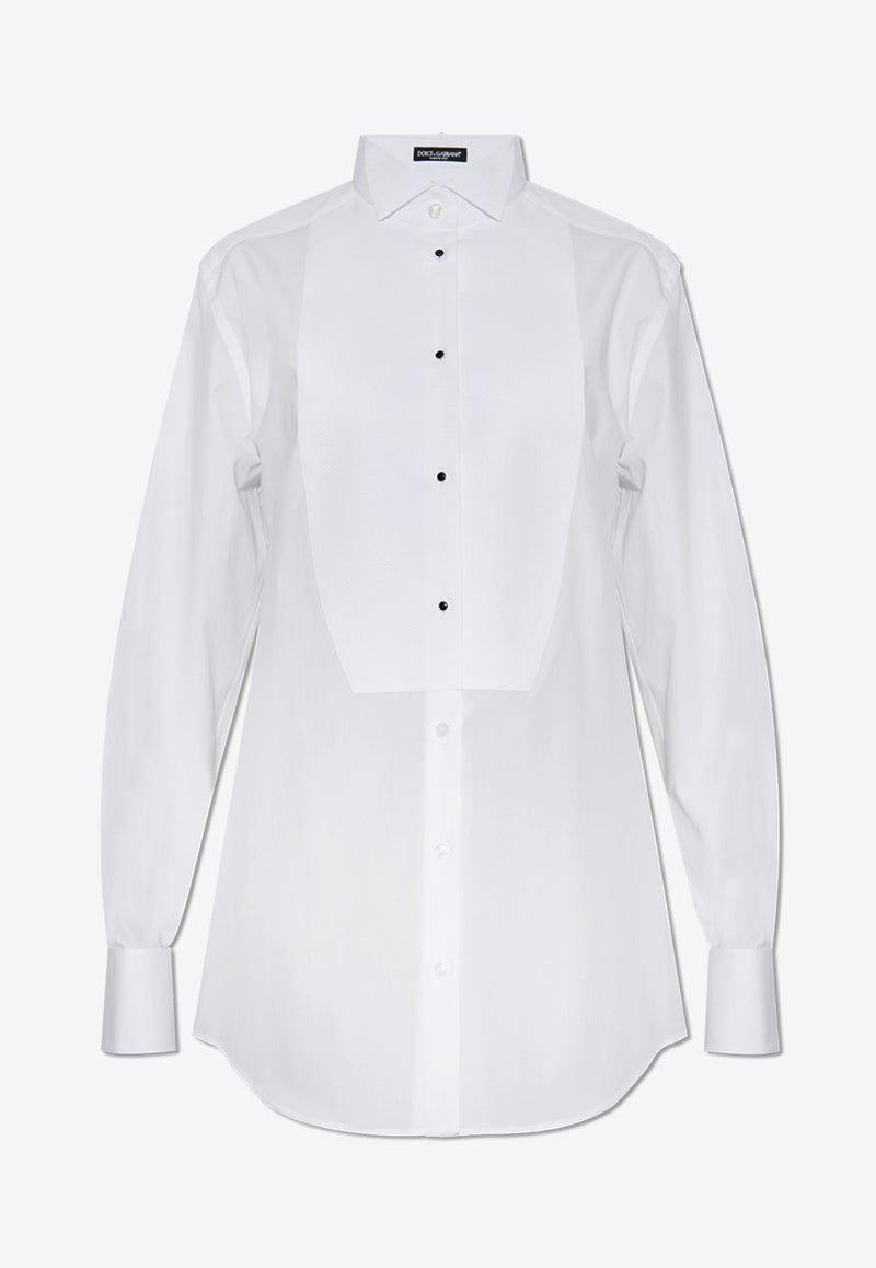 Dolce & Gabbana Piqué-Front Poplin Shirt White F5S96T GDCPO-W0800