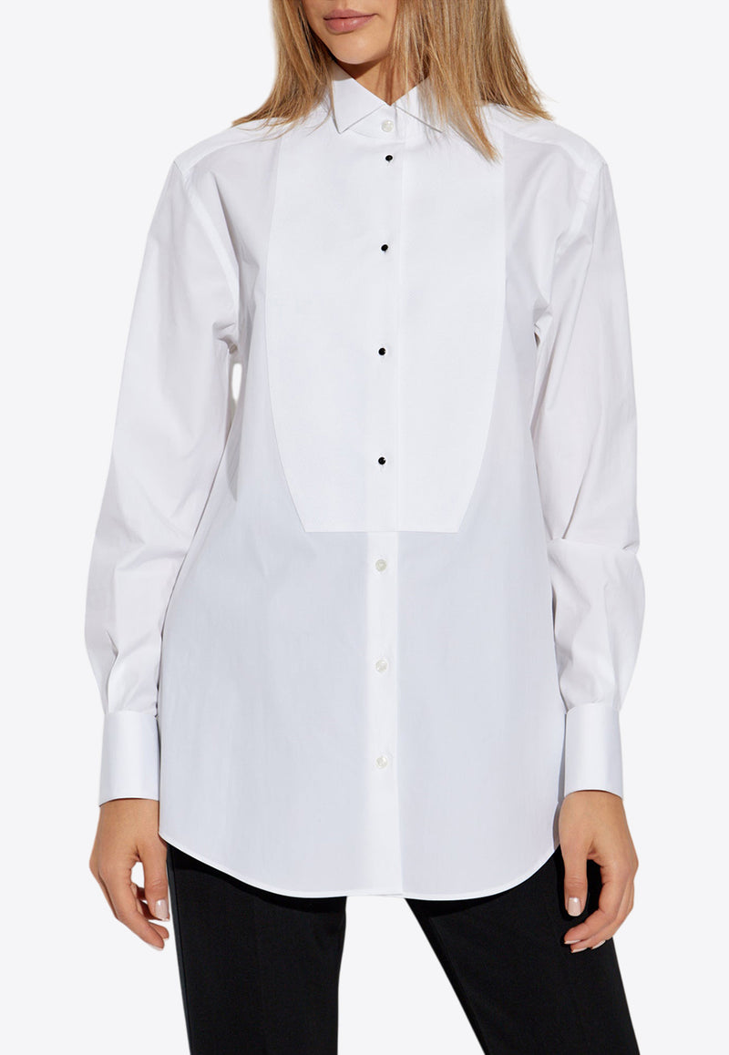 Dolce & Gabbana Piqué-Front Poplin Shirt White F5S96T GDCPO-W0800