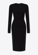 Dolce & Gabbana DG Logo Jersey Midi Dress Black F6AIUT FUGKF-N0000