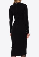 Dolce & Gabbana DG Logo Jersey Midi Dress Black F6AIUT FUGKF-N0000