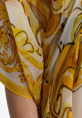 Dolce & Gabbana Majolica-Print Silk Chiffon Maxi Kaftan Dress Yellow F6JDFT HI1TZ-H95DQ