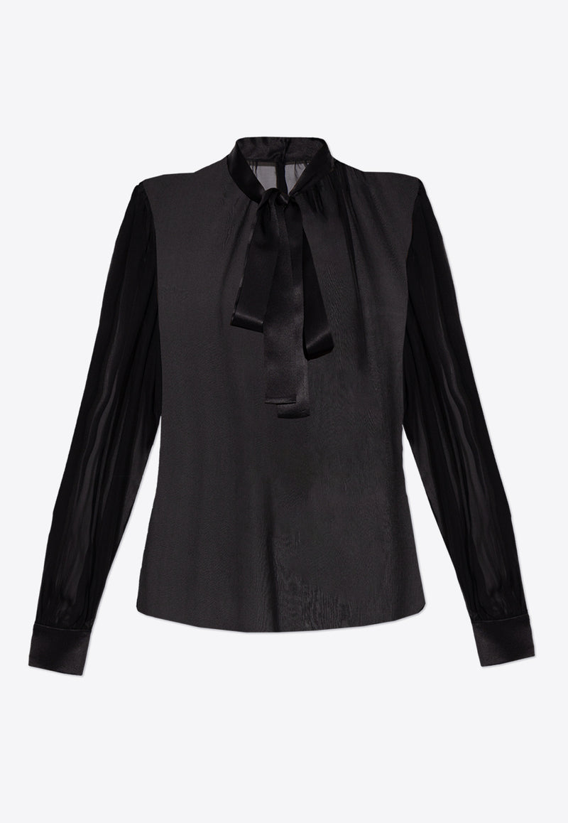 Dolce & Gabbana Silk chiffon Neck-Bow Blouse Black F7AG0T FU1AT-N0000