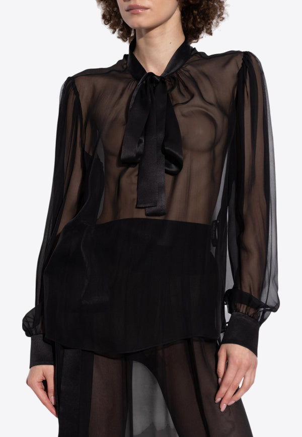 Dolce & Gabbana Silk chiffon Neck-Bow Blouse Black F7AG0T FU1AT-N0000