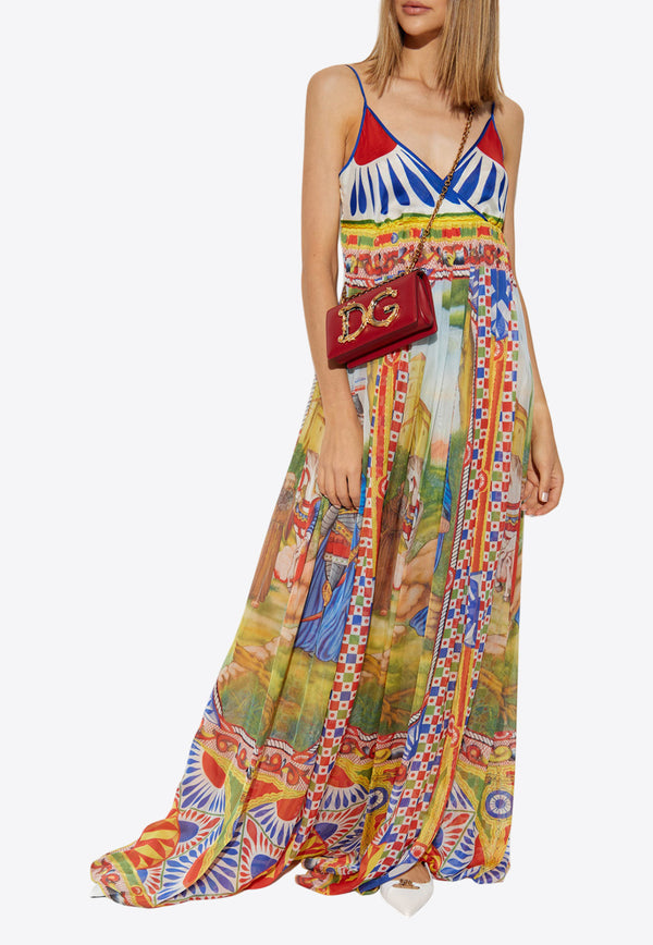 Dolce & Gabbana Carretto Pattern Silk Maxi Dress Multicolor F6J8BT GDS13-HH96D