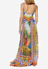 Dolce & Gabbana Carretto Pattern Silk Maxi Dress Multicolor F6J8BT GDS13-HH96D