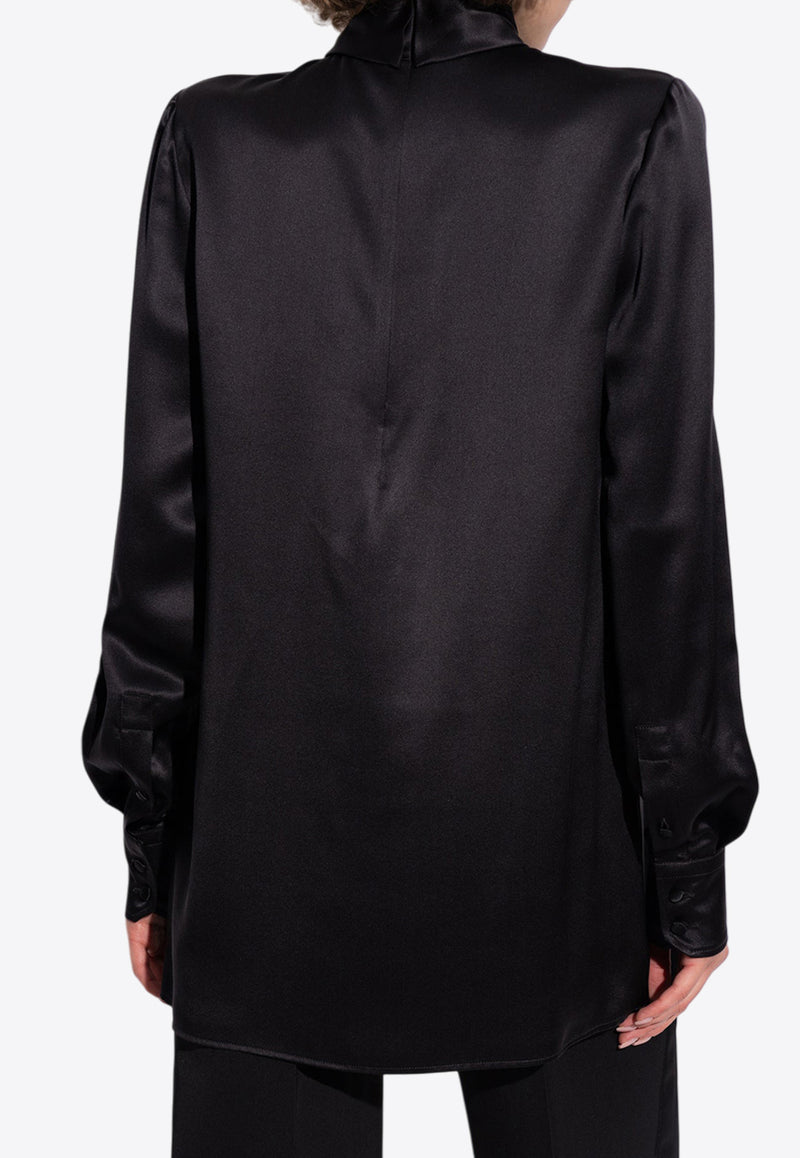 Dolce & Gabbana High-Neck Silk Satin Blouse Black F7AI0T FU1AU-N0000