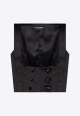 Dolce & Gabbana Double-Breasted Silk Duchesse Tuxedo Waistcoat Black F791ZT FU1KM-N0000