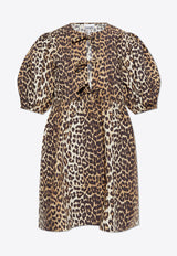 GANNI Leopard Print Mini Dress Beige F9758 6488-943