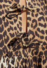 GANNI Leopard Print Mini Dress Beige F9758 6488-943