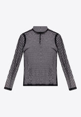 Dolce & Gabbana Stand-Up Collar Mesh Blouse Black F7AI7T ILMBD-N0000