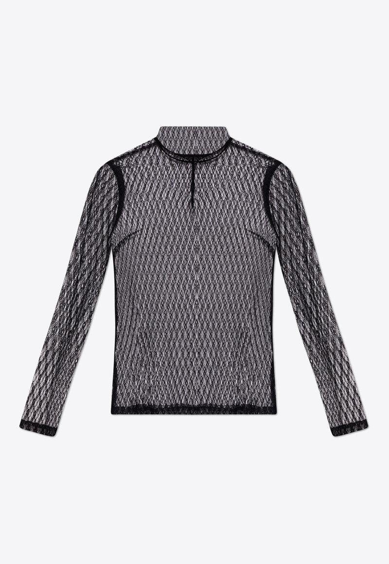 Dolce & Gabbana Stand-Up Collar Mesh Blouse Black F7AI7T ILMBD-N0000