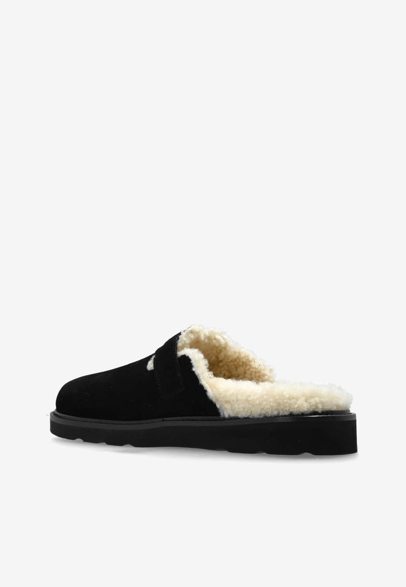 Kenzo Matto Suede and Shearling Flat Mules Black FE62MU051 L58-99