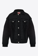 Kenzo Logo Lettering Knitted Jacket Black FE65OU141 9NC-99